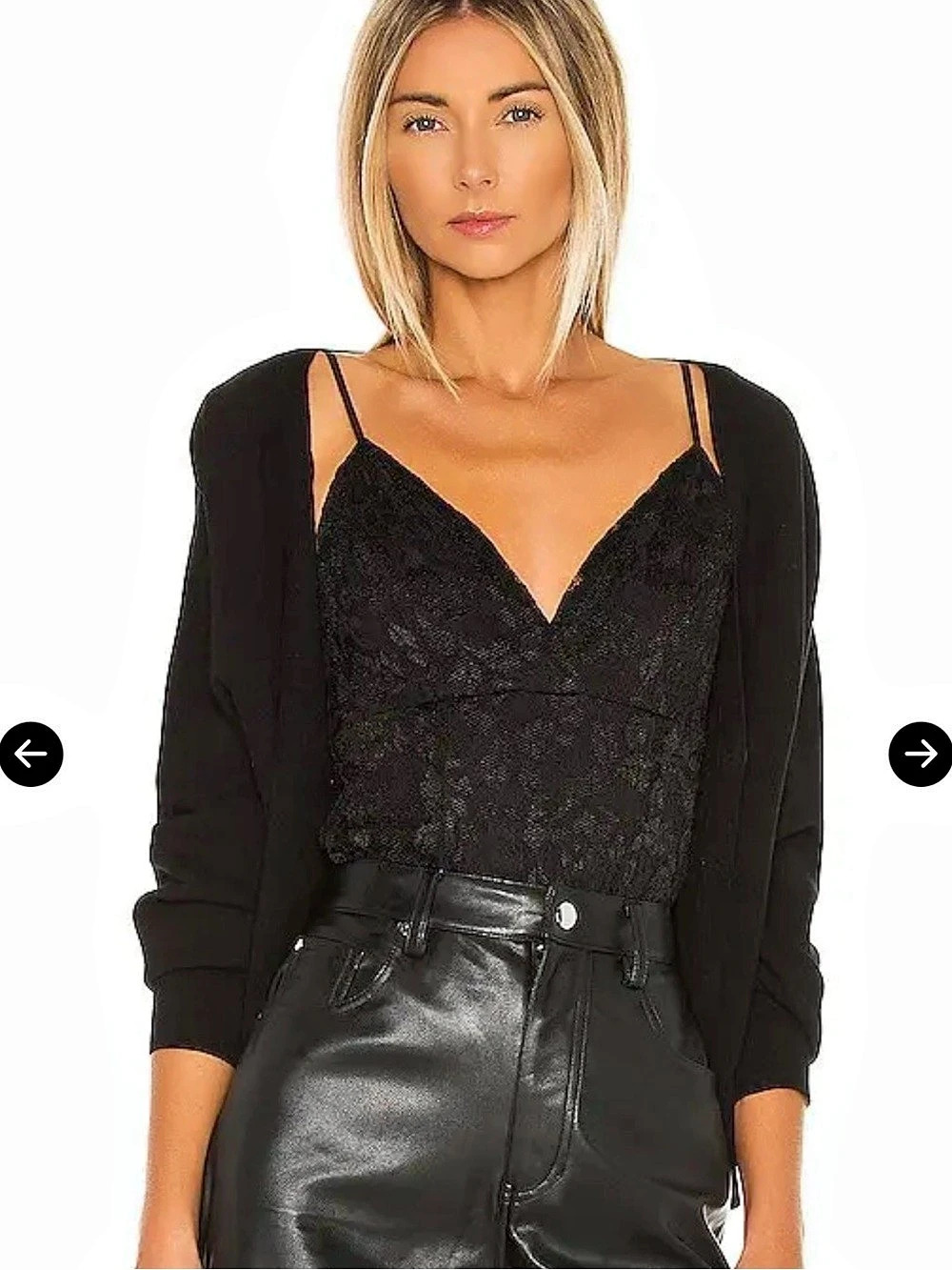 L'AGENCE Women’s Laurette Cami Lace Bodysuit Medium Black